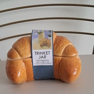 Croissant-Shaped Tan Trinket Jar